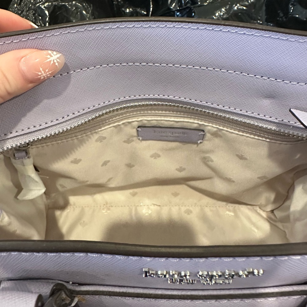 Kate Spade Frozen Lilac Medium Satchel Saffiano Leather Silver Hardware NWT - Picture 4 of 8
